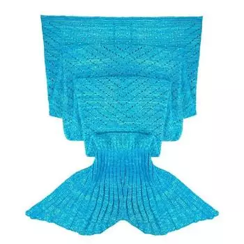 Tail Fish Mermaid Knitted Blanket Warm Solid Color Quilt Bedroom Fashion Gift