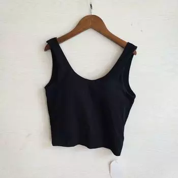 Tail Goods Padded Strap Vest Female Pure Cotton Wireless Cup Integrated Open Back Inner Wear Can Be Outer Wear Bottoming Shirt Female Black XL