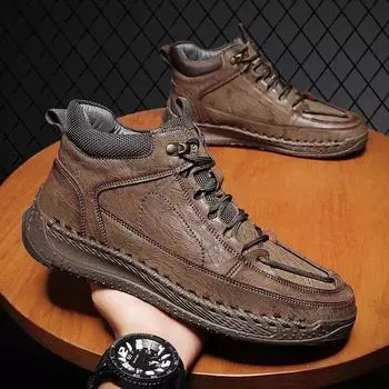 Отзыв о хвосте высококачественные кожаные ботинки Martin мужские универсальные бархатные высокие туфли 38 чёрный