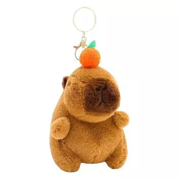 Tail Wagging Cute Capybara Plush Keychain Toy for Backpack Birthday Kids Gift QD