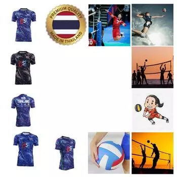 ТАИЛАНД Национальная волейбольная мужская женская тренировочная майка с принтом вентилятора Быстросохнущая круглая рубашка с круглым вырезом и коротким рукавом Униформа с логотипом и флагом Спорт в помещении XS