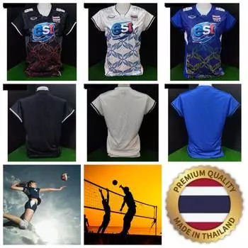 ТАИЛАНД Национальная волейбольная женская винтажная футболка CHEER Fan Print Version Быстросохнущая футболка с V-образным вырезом и коротким рукавом Униформа с логотипом флага Таиланда Спорт в помещении XS