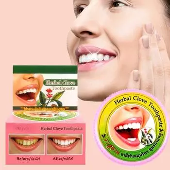 Таиландская натуральная травяная отбеливающая зубная паста для удаления пятен, антибактериальная, аллергическая, натуральная травяная гвоздика, тайская зубная паста Coconut