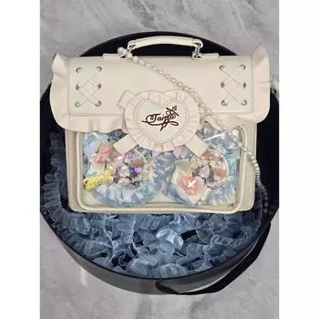 Taimo Cotton Dog Original Cartoon Backpack One Shoulder Two Shoulders Cross-Body Japanese Style Students Daily Work Clothing School Campus Sweet Bag Healing Angel-creamy-white-Unprinted Edition