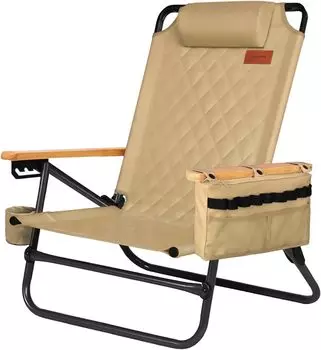 Taimonik Кемпинг Открытый 4 уровня Грузоподъемность Откидывающийся Низкий Для Cherry Blossom TB Стул, Стул, Легкий, Складной, Регулируемый, 150 кг, Компактный, бежевый