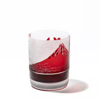 [Taimuro Kobo Official Direct Sales] Edo Glass Red Fuji and Cherry Blossom Old Glass Red TB015-204R Presentation Box Made in Japan