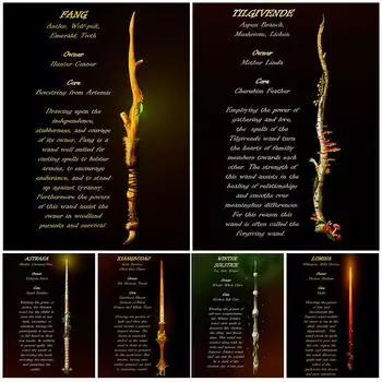 Таинственная палочка волшебника, винтажная настенная живопись маслом, ведьма, волшебное искусство, постеры и печатное украшение для дома 21cm30cm NoFrame