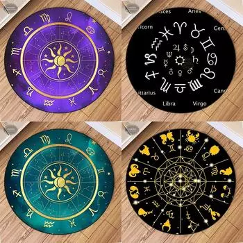 Таинственное Созвездие Двенадцать Созвездий Таро Круглый Напольный Коврик Домашняя Гостиная Спальня Декоративный Ковер 40cm