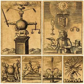 Таинственные ретро-арт-плакаты и принты, средневековые знания, настенное искусство, украшение для гостиной 21cm30cm NoFrame