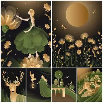 Таинственный эльфийский волшебный мир, настенная живопись маслом, сказочная страна, эльфийская принцесса, художественный постер и печать 21cm30cm NoFrame