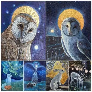 Таинственный биологический художественный постер с изображением кроликов, сов, лис и медведей в дикой природе 21cm30cm NoFrame