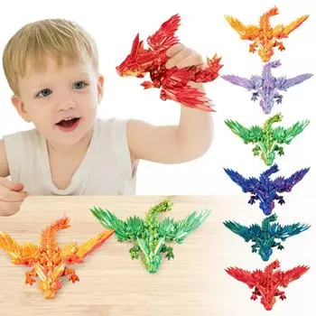 Таинственный дракон, Дракон, напечатанный на 3D-принтере, Гибкий дракон с полностью шарнирным сочленением, Подарочная игрушка, напечатанная на 3D-принтере One Size светло-фиолетовый