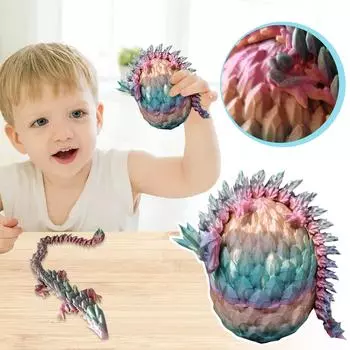 Таинственный дракон с яйцом, Дракон с яйцом, напечатанный на 3D-принтере, Гибкий дракон с шарнирами и яйцами, Подарочная игрушка, напечатанная на 3D-принтере One Size