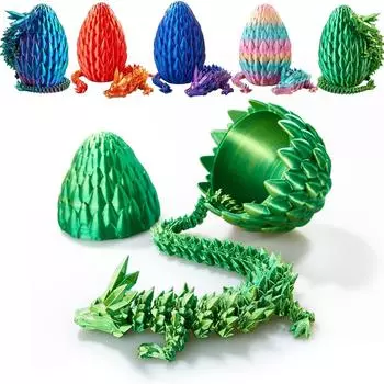 Таинственный дракон с яйцом, Дракон с яйцом, напечатанный на 3D-принтере, Гибкий дракон с шарнирами и яйцами, Подарочная игрушка, напечатанная на 3D-принтере One Size