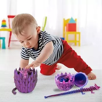 Таинственный дракон в костюме-яйце, 3D-печатный дракон с яйцом, Полностью шарнирно-сочлененный гибкий дракон с яйцами, 3D-печатная подарочная игрушка One Size фиолетовый