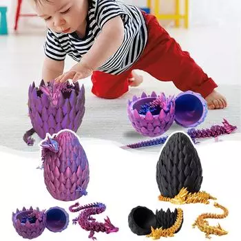 Таинственный дракон в костюме-яйце, 3D-печатный дракон с яйцом, Полностью шарнирно-сочлененный гибкий дракон с яйцами, 3D-печатная подарочная игрушка One Size фиолетовый