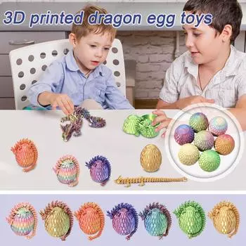 Таинственный дракон в костюме-яйце, 3D-печатный дракон с яйцом, Полностью шарнирно-сочлененный гибкий дракон с яйцами, 3D-печатная подарочная игрушка One Size