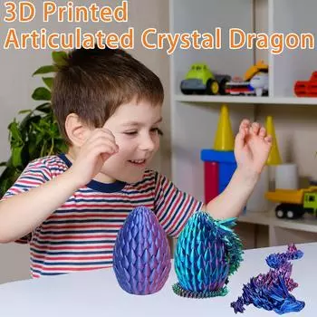 Таинственный дракон в костюме-яйце, 3D-печатный дракон с яйцом, Полностью шарнирно-сочлененный гибкий дракон с яйцами, 3D-печатная подарочная игрушка One Size синий