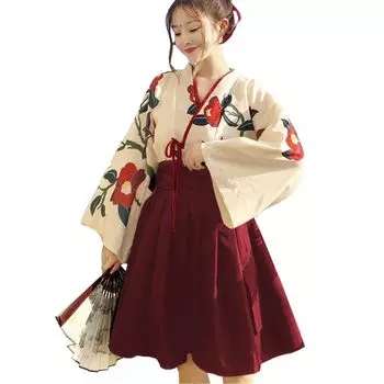 Taisho Roman Hakama Косплей Кимоно Японская Одежда Лолита Культурный Фестиваль Хэллоуин Короткая Длина Размер [sac taske] (Красный М) чёрный