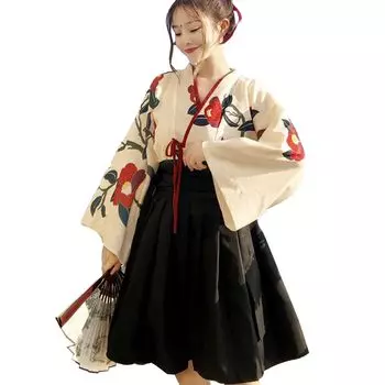 Taisho Roman Hakama Косплей Кимоно Японская Одежда Лолита Культурный Фестиваль Хэллоуин Короткая Длина L [sac taske] (Черный Размер) чёрный