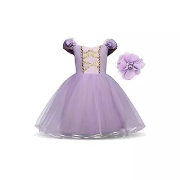 [TaiTas] princess dress cosplay child one piece tulle (130, Rapunzel)