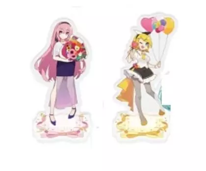 Taito Kuji Hatsune Miku 39-дневная лотерея D-приз Оригинальная иллюстрация Прозрачная подставка Лука Рин Набор из 2 штук