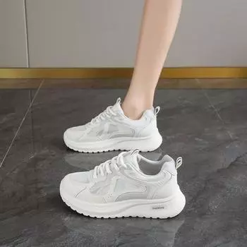 Taizhou Magic Solid Color Breathable Running Shoes Summer New Mesh Rubber Sole Daddy Shoes College Style Sneakers 35