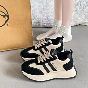 Taizhou retro rubber sole sneakers new double stripes color matching women s shoes college style platform sneakers 35