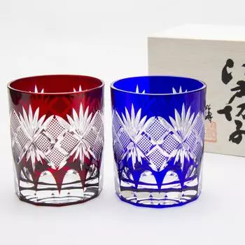 Tajima Glass Edo Kiriko Uoko Old Glass Pair [Gift wrapping OK]