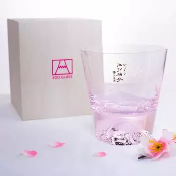 Tajima Glass Japan Handmade Fuji Rock Cherry Blossom Cherry Blossom Kiriko Wedding Respect for the Aged Retirement Day Midyear Midsummer Gift Colored