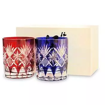 Tajima Glass Star Kiriko Старая пара Лазурит Красный