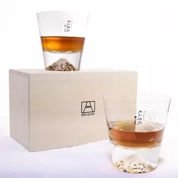 Tajima Glass Японские камни Fuji ручной работы Sakura Kiriko, завернутые в цветущую вишню, подарок Sakura Kiriko, пара Tajima Glass, пара свадебных подарков Respect for