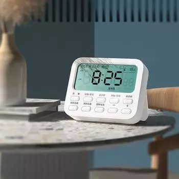 Таймер будильника Многофункциональный календарь/неделя/дисплей температуры Большой экран Обратный отсчет Электронный будильник для учебы белый