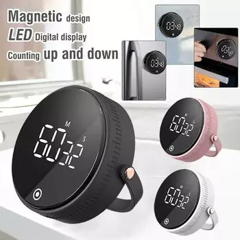 Таймер, цифровые кухонные таймеры для приготовления пищи, большой светодиодный дисплей, магнитный таймер обратного отсчета для класса, фитнес, домашняя работа чёрный