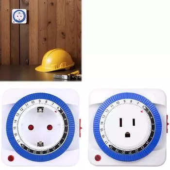 Таймер ЕС/США на 24 часа, интеллектуальный цикл обратного отсчета, розетка, программируемый механический переключатель, таймер с автоматическим отключением питания для помещений US plug