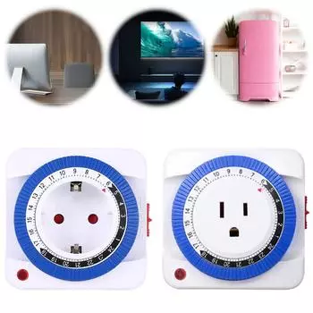 Таймер ЕС/США на 24 часа, вставной механический заземленный таймер, программируемая розетка с таймером, цикл обратного отсчета, розетка для помещений US plug