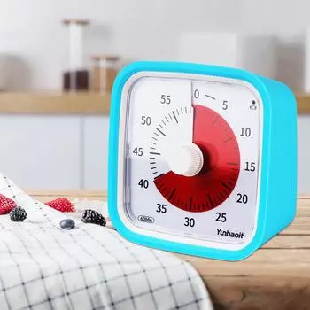 Таймер обратного отсчета Детский будильник Инструмент для управления временем с ночником и защитным чехлом Визуальный таймер на 60 минут Бесшумный режим чёрный