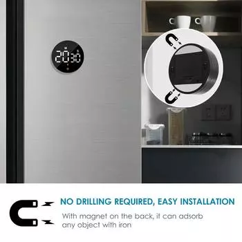 Таймер обратного отсчета Счетчик времени Магнитный обратный отсчет Цифровой калькулятор Громкость и яркость чёрный