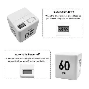Таймер Time Cube Кухонный таймер для детей для управления временем Настройки обратного отсчета 15 20 30 60 минут Кухонные инструменты и гаджеты для приготовления пищи чёрный