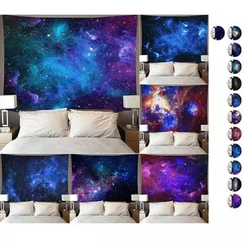 Тайна Вселенной, звездное небо, космос, триповый гобелен, настенный подвесной большой психоделический гобелен со звездами для спальни, настенная ткань, ковер 95x73cm чёрный
