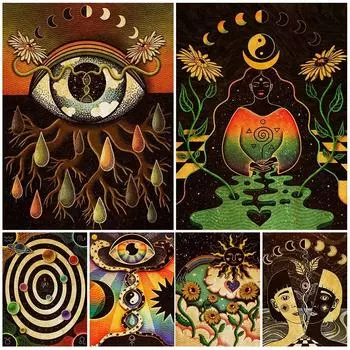 Тайны колдовства и черной магии, художественный постер и принт, абстрактная Викка, языческое Таро, настенная живопись на холсте, домашний декор, без рамки 21*30cm