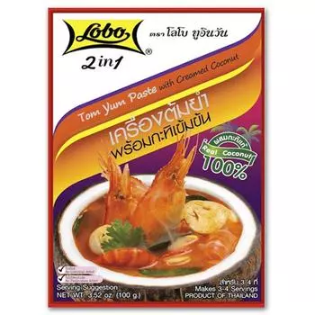 Тайская еда Том Ям Паста Соус Кокосовый крем Острые пряные специи Травы 100 грамм Лобо