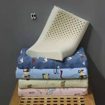 Тайская натуральная детская латексная подушка с рисунком, сердечник подушки для детского сада, для школьников, взрослых, для младенцев, латексная подушка, сердечник, четыре сезона Cotton Pillowcase [45x27cm]