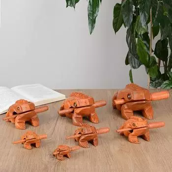 Тайская резьба по дереву в виде лягушки: Креативное украшение и сувенир в виде рыбы 6CM