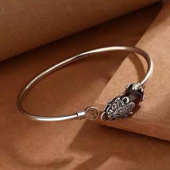 Тайские серебряные медные монеты в стиле ретро привлекают богатство и транспорт, браслет Pixiu, женский гранат, мужчины и женщины делают старые открытые браслеты Adjustable size