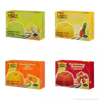 Тайский фруктовый желатин, желе, лимон, клубника, апельсин, ананас, десертный порошок, сладкий тайский вкус, 110 грамм