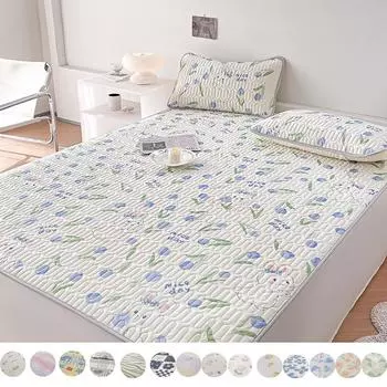 Тайский латексный летний коврик из трех предметов, летний коврик из ледяного шелка с принтом, моющийся, складной, прохладный коврик 150*200CM 3PCS