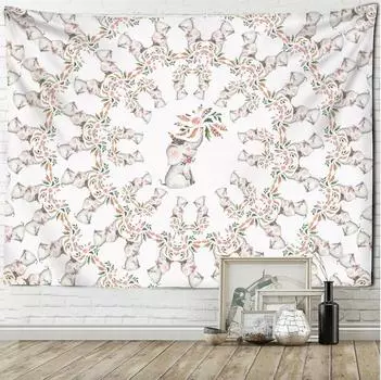 Тайский розовый слон гобелен настенный в богемном стиле Kawaii мультфильм животное комната спальня домашний декор 95x70cm