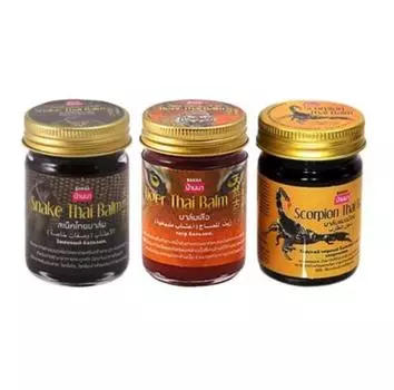 Тайский тигровый бальзам, травяной банна, теплый черный бальзам, массажная боль, мышечная боль, облегчение от укуса насекомых, 50 г 3 pcs tiger snake scorpio