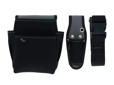 Takagi Electrician Waist Bag 2 Tiers Tool Case 1 Tool Holder One Touch Belt 3 Piece Set Black